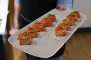 There was so much for everyone to taste. This is Crispy Alaska Sockeye Salmon Sushi with chipotle mayonnaise, and a soy glaze. (Photo by John Labbe, smugmug.com)