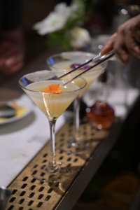 And cocktails - this drink is a yuzu drop with vodka, vanilla liqueur, tart yuzu juice, and matcha tea. (Photo by John Labbe, smugmug.com)