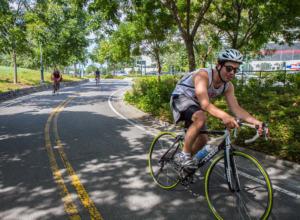 The Hudson River Greenway is one of the busiest bike paths in the United States. It runs the entire length of Hudson River Park from Battery Place at the southern tip of Manhattan to midtown. (Photo courtesy of HudsonRiverPark.org)