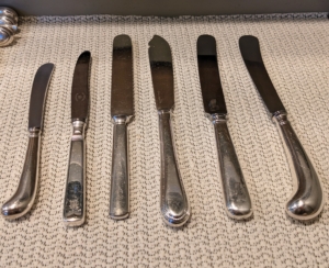 Some handles have very unique shapes. When buying, look for similarly shaped pieces in case you need them for larger parties.