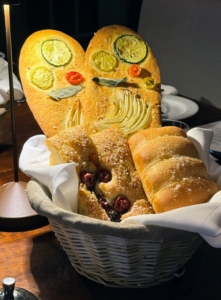 These House-made Bread Baskets are so popular. Each one includes Garden Flatbreads, Sour Cherry-Rosemary Focaccia and Parker House Rolls.