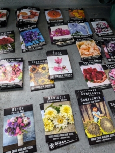 We plant many Baker Creek seeds every year and love how they grow. Each of the colorful packets shows how the flowers look when in bloom or how the vegetables look when mature and ready to harvest.