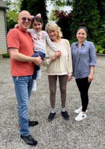 Here I am with Alex and his beautiful family - his wife Yesenia and their daughter Alexia. They brought bagels and "schmear" for everyone. And at just the right time - my crew was hungry!