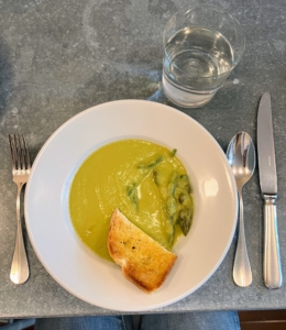 On this last day, I made asparagus velouté, A velouté is the French term for a soup traditionally thickened with egg yolks, butter and cream. I used asparagus grown at my Bedford, farm. It was simply delicious. And a great way to end a fun and productive weekend. See you soon, Skylands...