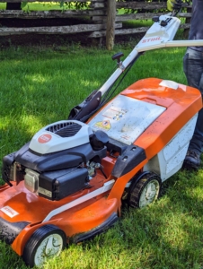 This machine has a cutting height range from .98 to 3.35 inches to accommodate a variety of different grass types, terrains, seasons, and weather conditions.