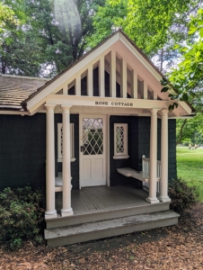 Here is the children's playhouse, the Rose Cottage. It is nestled beneath the shade of mature trees just steps from the main house.