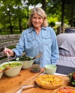 The day was perfect for serving lunch outdoors under my pavilion. The weather was 75-degrees Fahrenheit with cool gentle breezes. I did the honors of serving my guests.