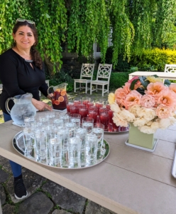 Here's Enma ready with our refreshments. I always like to offer my guests a snack and cool beverage during these guided tours.