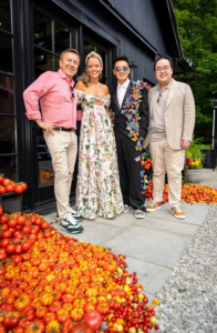 More photos are taken outside - this one of Chef Daniel Boulud, his wife Katherine, Andy, and entrepreneur Roy Tin. (Photo by Charles Wills)