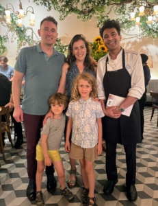 My nephew Christopher also joined us. Here he is with Sophie, Chef Vikas, Felix, and Silas.