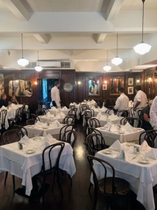 The dining room is intimate with tables placed closely together. I took this photo before the busy dinner rush.