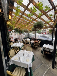 Here's the cozy outdoor dining area as seen from the inside.