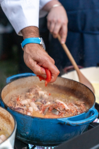 Here is Chef Eyal putting the finishing touches on the seafood risotto. (Photo by Charles Wills)