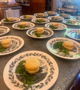 For dessert, we had fresh peach ice cream served between homemade lemon cookies. And yes, the peaches are from my orchard.