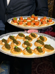 Hors d'oeuvres included blinis with caviar - one of my favorites.