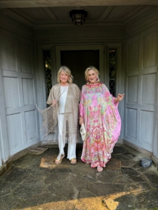 My dear friend and longtime publicist Susan Magrino spent several days with me at Skylands. Here we are "emerging from the door."