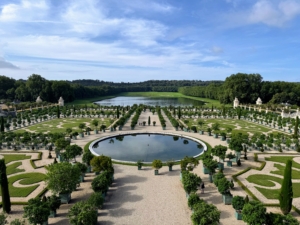 The Garden of Versailles is considered the essence of French formal garden design and incorporates a magnificent use of symmetry. This is the grand Orangerie.