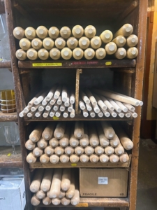 ... and nearby, dozens of different rolling pins.