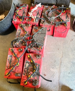 The first step is to remove the old lead acid batteries. These will be disposed appropriately.