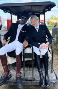 Snoop and I rode to the equestrian arena "in style" - on the back of a golf cart. This photo went viral on social media.