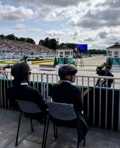 We had front row seats for the dressage competition. I described to Snoop each movement the horses made while performing in the ring. Dressage involves a lot of non verbal communication between horse and rider. The goal is to maintain the horse's calm demeanor while executing precise movements in response to subtle signals.