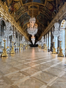 The Hall of Mirrors at the Palace of Versailles in France is a central gallery and has 357 mirrors, set in 17 arches of marble columns.