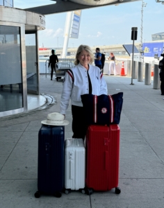 Here I am at the airport ready for my trip to France for the Games of the XXXIII Olympiad.