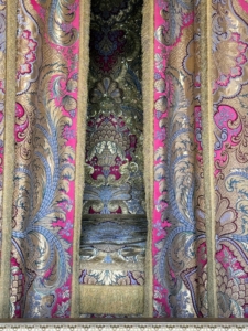 The chamber’s opulent décor of gold and silver brocade on a crimson ground was also a backdrop for many paintings.