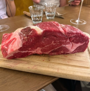 Later that day, dinner at Le Bon Georges. I was very lucky to work with Maisie Wilhelm of Palatine Culinary Concierge, who guided me in selecting the best restaurants during my stay in Paris. Before our steak dinner - for three - was cooked, it was brought out to show us the cut.