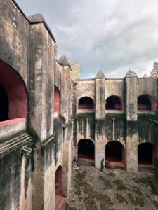 The facade has long corridors of arches with walls more than 20 inches thick. The entire complex consists of the church, chapel, convent, atrium, and a garden - all occupying more than 150,000 square feet.