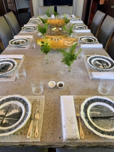 One of the first meals I hosted at Skylands this season was a luncheon for the Friends of Beatrix Farrand Society. This is my dining room, where we set the long table and then three other smaller tables for a total of 22 guests.