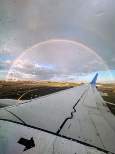 And on the way home, shortly before landing, the three looked out of their plane and saw a double rainbow. A nice ending to a memorable journey to Mexico.