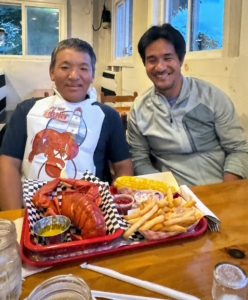 Recognize these handsome fellas? Phurba and Pasang, two members of my outdoor grounds crew from Bedford came up to Maine for a week to help with some tree maintenance. Here they are enjoying one of their many seafood dinners.