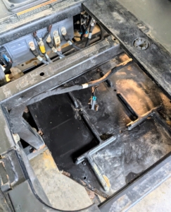 Here is the plastic tray that held the lead-acid batteries in place. This also needs to be removed for the conversion.