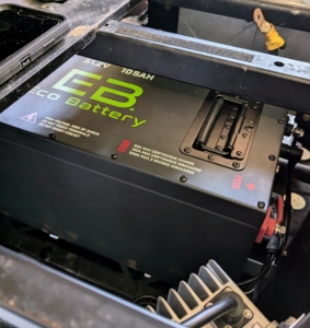 Finally, the Eco Battery is installed and connected. And it's actually safer for the environment - they do not emit any toxic gases.