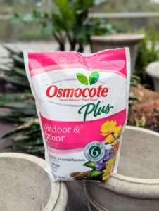 Mirale-Gro Osmocote Plus feeds container plants for a good six months with beneficial micronutrients.