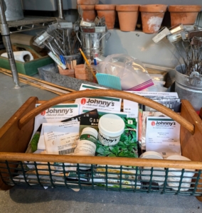 Inside the head house, we keep a number of favorite seeds. I am always on the lookout for different seeds when I travel, but seeds are also widely available online and at garden centers. Ryan keeps track of what seeds do well at the farm – indoors and out.