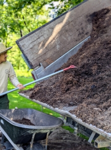 My foreman, Chhiring, continues the tedious job of mulching all the beds around the farm. Thankfully, I am able to make good, nutrient-rich mulch right here. We always have an abundant supply.