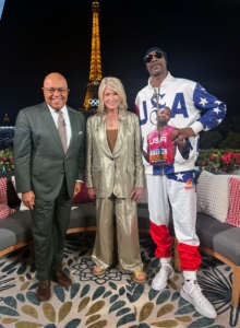 That night, an appearance on Primetime Paris with veteran NBC Olympics announcer Mike Tirico. He did an excellent job - it's a lot of hard work for 19 days. this photo was taken after my segment with Snoop.