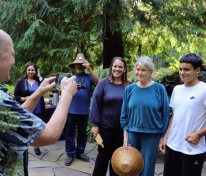 And then here's Dan taking photos of me with some of the tribe members. (Photo by Samantha Jones for Heronswood)