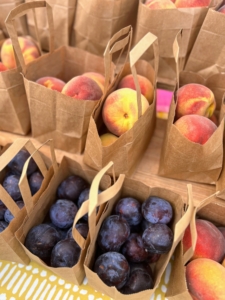 We also saw bags and bags of sweet peaches and plums.