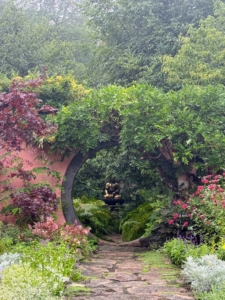 This is a reproduction of the Moon Gate created by Beatrix Farrand in 1926.