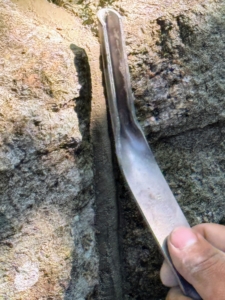 This concave jointer tool makes the mortar consistent through the joint and helps to ensure a watertight seal.