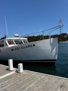 This year, I was asked to christen the Lady Clare, a day excursion boat offered by the Claremont Hotel for trips to Acadia by the Sea, lighthouse tours, and sunset cocktail cruises.