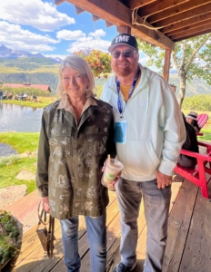 Here I am with filmmaker, documentarian, television producer, and director, RJ Cutler. We're at the Patron Brunch for all the film entry participants. It was held at Gray Head, an 885-acre development nestled at the base of Mt. Sneffels Wilderness, just a few miles from the town of Telluride.