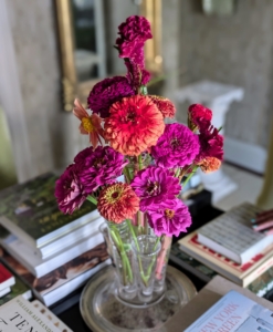 This colorful arrangement is on the table in my foyer.