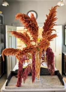 And this vase of gorgeous amaranth flowers is on the center table in my servery - in the colors of autumn, just a little more than two weeks away.