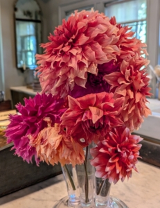 And here are some dahlias on my servery counter in shades of orange.