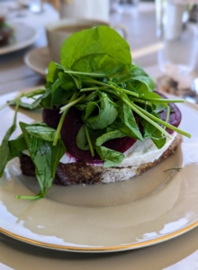 And as a vegetarian option, a mozzarella and beet sandwich.