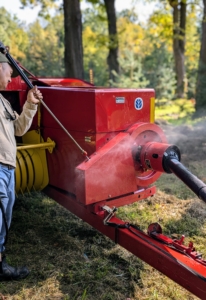 Chhiring cleans every crevice to remove any debris caught in the machine. This is also a good time for Chhiring to check any parts that may need more maintenance attention.